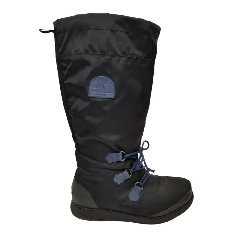 Sorel Black Nylon Knee High Winter Rain Boots  NL1708-010 Black Women's Size 9